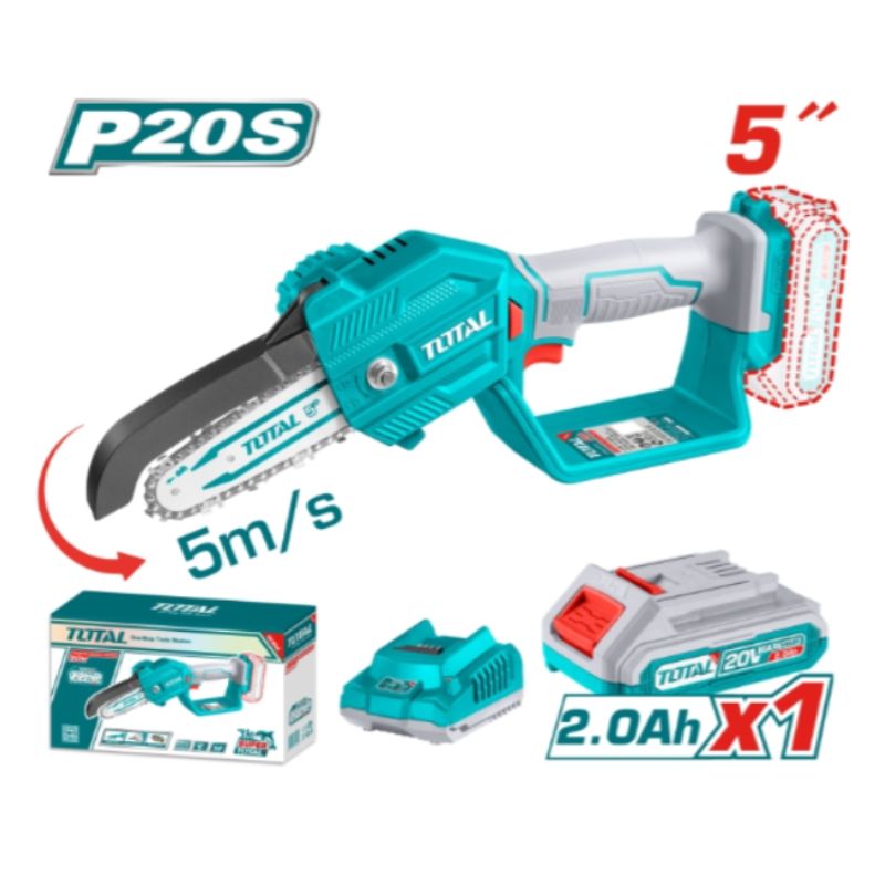 Акумулаторен верижен трион TOTAL MINI, 13 cm, 20 V / 2 Ah